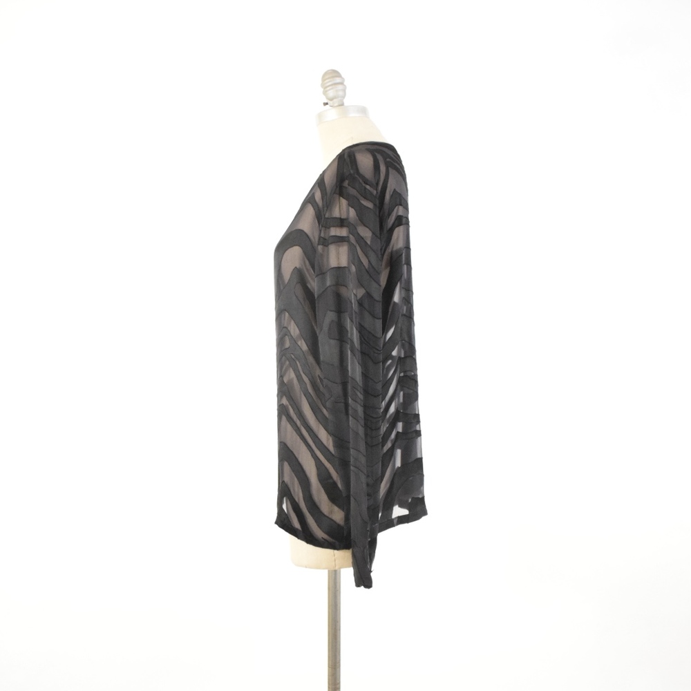 ❌SOLD❌EQUIPMENT Black Burnout Silk Zebra Blouse - Picture 4 of 5